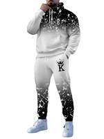 Setelan Hoodie dan Celana Olahraga Kasual Pria Ukuran Besar 100% Poliester Bernapas dengan Cetakan Digital 3D Gradasi, Cocok untuk Hadiah
