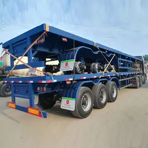 3 Assen 40ft Blauw Goedkope Flat Bed Semi Trailers Gebruikt Flatbed Container Aanhanger