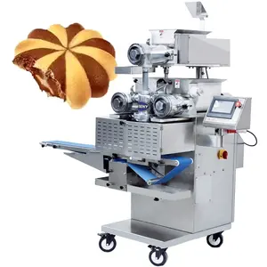 Línea de producción de aperitivos de uso de fábrica de panadería de alta calidad, crema de chips de Chocolate, línea de producción de 3 rellenos de galletas