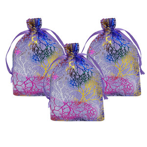 Pochettes à cordon pour bijoux, 50 pièces, grand sac en tissu <span class=keywords><strong>organza</strong></span> <span class=keywords><strong>rouge</strong></span>, corallien pur, personnalisé, 8x12, pour halloween - Product Image 2