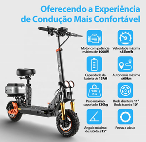 <span class=keywords><strong>Trottinette</strong></span> <span class=keywords><strong>électrique</strong></span> intelligente <span class=keywords><strong>pour</strong></span> adultes avec siège, unisexe, 11 pouces, autonomie <span class=keywords><strong>de</strong></span> 60 km, batterie amovible, absorption des chocs avant et arrière, entrepôt Brésil - Product Image 3