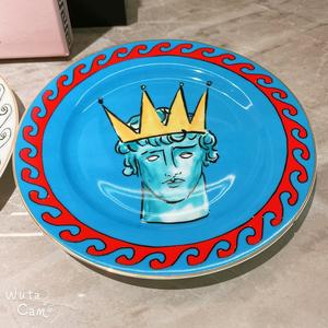 Ensemble de 4 assiettes en céramique écologique Poseidon, en porcelaine osseuse, peintes à la main, avec décalcomanie créative, steak, dessert occidental, décoration de la maison - Product Image 5