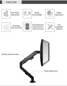 Soporte de Escritorio Ajustable para Monitor, Color Blanco, con Abrazadera Ergonómica para Oficina en Casa - Product Image 4