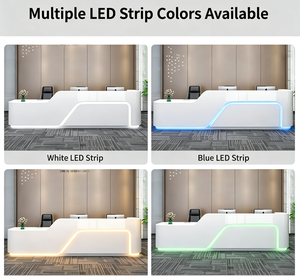 <b>Modern</b> <b>White</b> Reception <b>Desk</b> LED Front Counter Customizable Welcome Lobby Table for Company Showroom Shopping Mall - Product Image 5