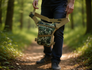 Borsa da gamba mimetica in tela da uomo con tasche con cerniera per uso esterno - Product Image 2