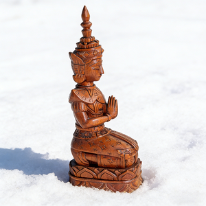 Statua di Buddha in Resina in Stile Tradizionale Thailandese, <span class=keywords><strong>Figura</strong></span> Decorativa in Preghiera Accovacciata - Product Image 3