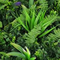 Vente en gros plastique feuilles vertes gazon panneaux muraux de jardin artificiel pour décoration verticale de jardin