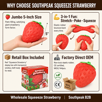 Southpeak Jumbo Realistisch Aardbei Squishy Speelgoed Langzaam Terugverende Sensorische Stressverlichting Groot Fruit Speelgoed voor ADHD Angst Cadeau