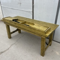 Table de dîner d'extérieur en bois massif de pin, table de ferme pliante portable, long banc, table de salle à manger et chaises de ferme pliantes en pin