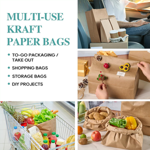 Bolsa de pan de papel Kraft personalizable embalaje de alimentos para llevar biodegradable sin asa para entrega y almuerzo - Product Image 5