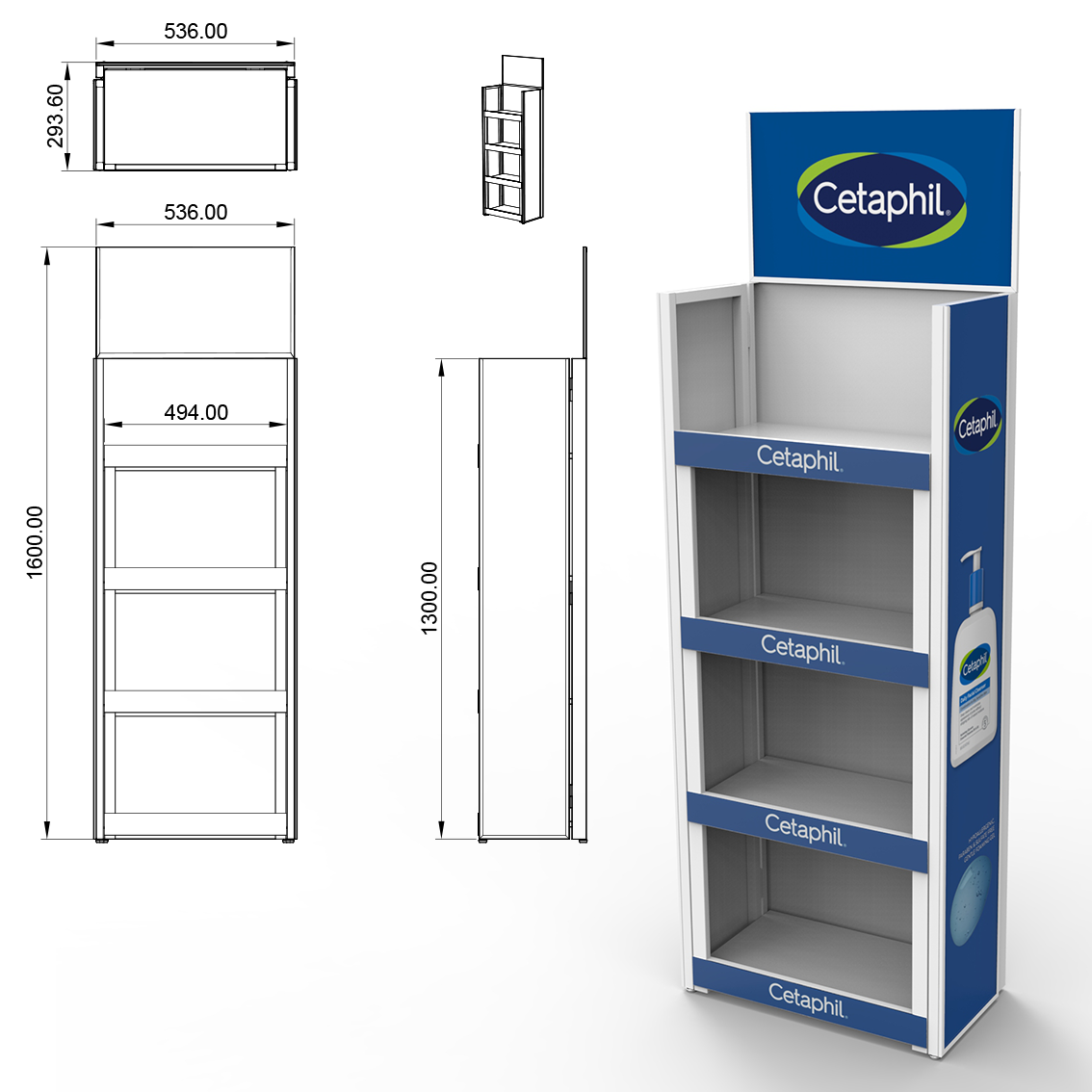 Apache Metal Four Layer Foldable Layer Skincare and Cosmetics Display Stand for Supermarket Retail Stores — view 3