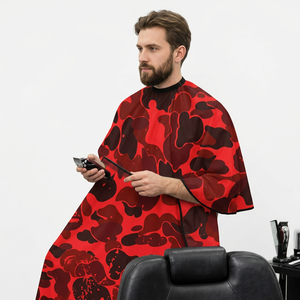 Custom Red Camouflage Print Barber Cape Waterproof Haircutting Salon Professional Hair Stylist Cape Barber Shop Hairdresser Cape - Product Image 2