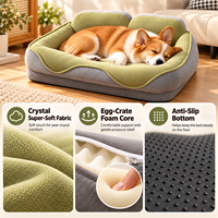 Fournitures pour animaux de compagnie en gros : Lit pour chien en peluche, canapé pour animaux avec mousse alvéolée et rebord surélevé pour chiens et chats