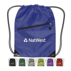 Promotional Custom Logo Draw <strong>String</strong> <strong>Bag</strong> 210D Polyester Sport Backpack Drawstring Nylon Gym <strong>Bags</strong> With Zipper Pocket - Product Image 1
