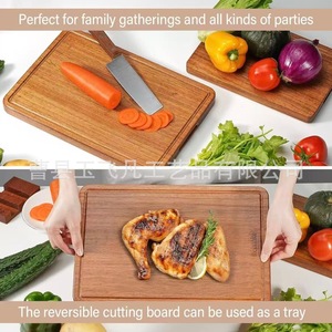 Acacia <b>Wood</b> Cutting Board 2.5cm Thick Anti Slip Handle Easy Clean Rectangle Chopping <b>Block</b> - Product Image 5