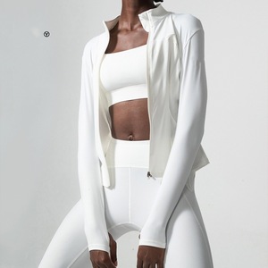 Vêtements de yoga et de fitness, veste à col montant, anti-transpiration, séchage rapide, sportive, à manches longues, cardigan, haut décontracté, polyvalent - Product Image 1