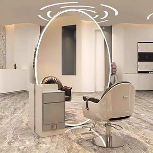 Mirror <b>Table</b> Floor Single and Double-<b>sided</b> Hair Salon Mirror with Light for Hair Cutting, Perming and Dyeing with Cabinet - Product Image 1