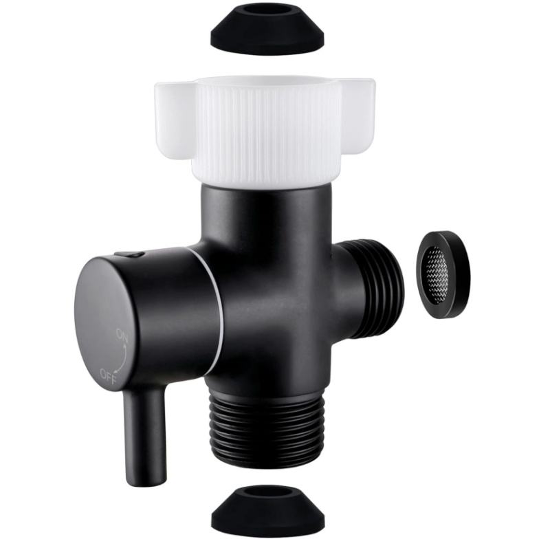 Shut Off Black/color Modern 3-Way Toilet Diverter Valve Brass Bidet T Adapter Shut-Off Valve ...