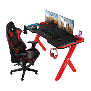 Fabrika fiyat RGB oyun masa ve sandalye seti e-spor LED bilgisayar oyun masası kırmızı ergonomik oyun PC bilgisayar masa - Product Image 1