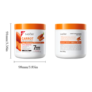 Crème hydratante à la carotte SADOER 500g pour le visage et le corps, hydratant pour peaux sèches, éclaircissant, non gras - Product Image 6