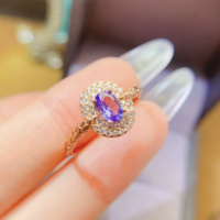 Factory Wholesale 925 Sterling Silver Women's Wedding Ring Natural Tanzanite Gold Plated High Quality for Anniversary Party Gift
