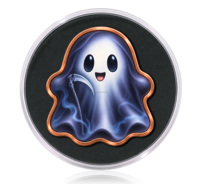 Prix Compétitifs – Barre de Cuivre Fin .999 de 1 Oz en Forme de Lingot – Pièce de Monnaie en Cuivre de 1 Oz Découpée au Laser Motif Fantôme de Dessin Animé d'Halloween dans une Capsule