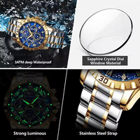POEDAGAR 973 Top-Sportuhr für Herren, Wasserdicht, Leuchtend, Chronograph, Sechs-Zeiger-Armbanduhr, Herren-Quarzuhr, Männliche Armbanduhr