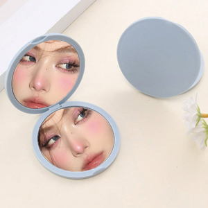 Mini espejo de doble cara de forma redonda de plástico plegable portátil logotipo personalizado espejo plegable acrílico de forma redonda promocional - Product Image 1