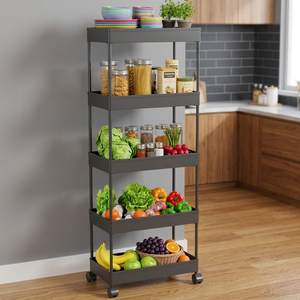Cesta de Frutas Metálica de Dos Niveles, Organizador de Cocina Rectangular, Diseño Minimalista, Color Negro - Product Image 4