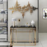 Meubles de luxe d'usine pour salon, table console en marbre, tables d'entrée modernes avec rangement en métal