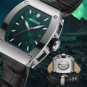 Relojes de pulsera triangulares para hombre, reloj mecánico automático de esqueleto de diseño resistente al agua de lujo Vintage dorado - Product Image 1