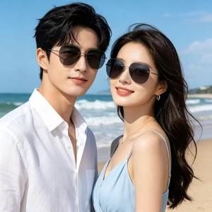 แว่นกันแดดไร้กรอบน้ำหนักเบาพิเศษโลหะผสมไทเทเนียมเมมโมรี่แว่นกันแดดสำหรับผู้ชายแว่นกันแดดโพลาไรซ์ขั้นสูงเปลี่ยนสีได้ - Product Image 1