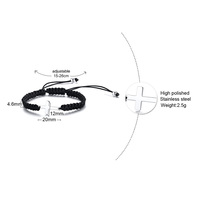 Bracelet tressé à la main rouge et noir avec breloques croisées pour couples, bracelets en nylon tissé avec croix chrétienne pour hommes et femmes