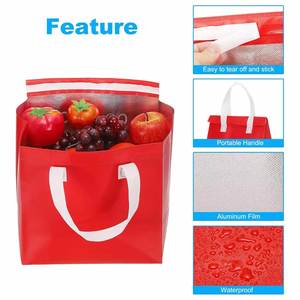 Factory Wholesale Customized Logo Printed Eco Packaging Bag Waterproof Insulated Food Delivery Bag Non-woven Bags with Handle - Product Image 2