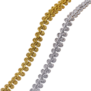 Ruban décoratif fantaisie Lurex 8mm Polyester or argent étroit tressé Gimp Border Gallon Gotta indien pakistanais mince bordure en dentelle - Product Image 1
