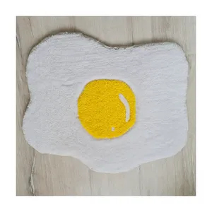 Tapis d'intérieur moderne et personnalisé en forme d'œuf découpé à l'emporte-pièce tapis moelleux en polyester doux
