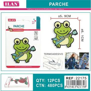 Patch grenouille Ilan 5,9x6,1 cm, appliqué thermocollant pour vêtements - Product Image 1