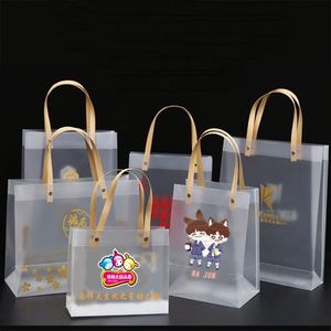 Sac de courses transparent en PP de couleur unie, modèle 520 de la marque LUOYI, avec logo personnalisé, fermeture à cordon et poignée épaisse en toile, vente en gros - Product Image 6
