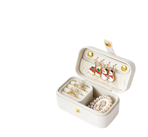 Hot Selling <b>Box</b> Custom Logo <b>Mini</b> PU Leather Snap Ring Jewelry <b>Box</b> Portable Travel Earring Necklace <b>Storage</b> Jewelry <b>Box</b> - Product Image 1