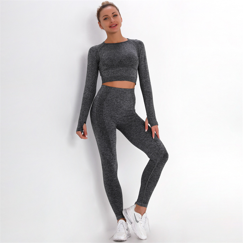 Fashion Modern Breathable Workout Clothing Women Active Wear Yoga Set 7 colors Long sleeve