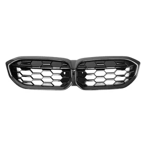 High Quality Carbon Fiber Gloss Black Diamond Style Front Grille Fit For Bmw New 3 Series G20 Lci 2023+ Front Bumper Grill