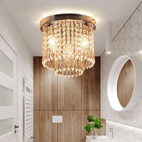 Lustre moderne en cristal K9 rond pour hôtel, luminaire de plafond à montage en surface, effet goutte de pluie, trois couleurs, pour salon