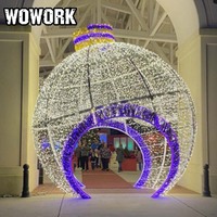 Boule de Noël géante WOWORK 2026, décoration imperméable pour extérieur, grande boule de Noël vintage à LED, accessoire photo, motif de Noël, fournitures de rue