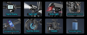 2025 US Warehouse Mini <span class=keywords><strong>bicicletas</strong></span> eléctricas de 14 pulgadas para <span class=keywords><strong>adultos</strong></span> 250W/48W/15AH batería de litio 15AH luz plegable ciudad aleación de aluminio - Product Image 2