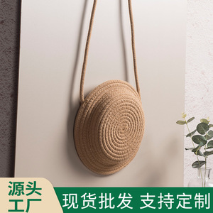 Bolso Bandolera Redondo de Cuerda de Algodón Tejida de 7 Pulgadas, Portátil, para Uso Diario, Verano 2023 - Product Image 4
