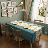 Nappe de table en polyester de luxe imperméable, résistante à l'huile et à la chaleur, facile à nettoyer, motif géométrique bleu sarcelle pour table à manger
