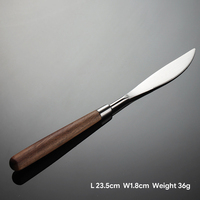 Ensemble de couverts modernes avec manche en bois, 4 pièces, couteau, fourchette, cuillère en acier inoxydable, finition mate, vaisselle de cuisine