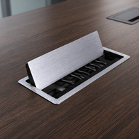 Organizador de Cables Empotrable para Escritorio, Metálico Plateado, Caja de Conexiones Oculta, Accesorios Modernos para Mesa de Reuniones y Sala de Juntas