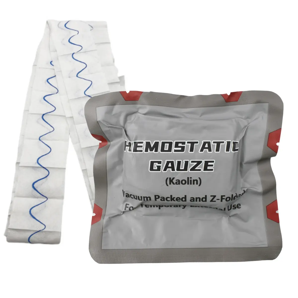 Anthrive New Arrival Tactical Emergency First Aid Combat Compress Gauze Z-Folded Kaolin Hemostatic Gauze