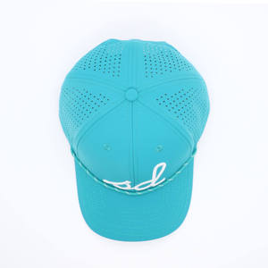 Casquette Turquoise Premium Personnalisée à 6 Panneaux avec Broderie 3D en Relief, Trous Découpés au Laser et Maille Corde pour la Plage, les Activités de Plein Air et le Cyclisme - Product Image 1